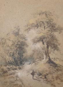 COX David I 1783-1859,A Figure Walking down a Tree Lined Path,John Nicholson GB 2018-06-20