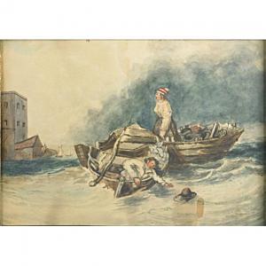 COX David I 1783-1859,figures in row boats,Rago Arts and Auction Center US 2013-09-20