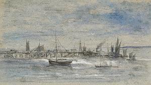 COX David I 1783-1859,Harbor Scene with Boats by a Pier,Bonhams GB 2007-06-28