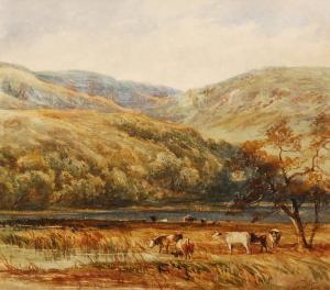 COX David II,Cattle watering in a wooded river landscape,Fieldings Auctioneers Limited 2013-07-27