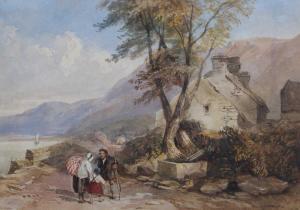 COX David II,Figures by a Cottage in a Highland Landscape,19th century,Tooveys Auction 2024-09-04