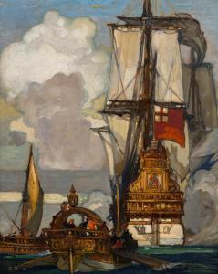 Cox Elijah Albert 1876-1955,Galleon and Smaller Ships,Hindman US 2023-10-20