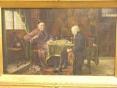 COX H.L,Interior scene with two gentlemen at table, 
chess game in progress,Campbells GB 2011-07-26