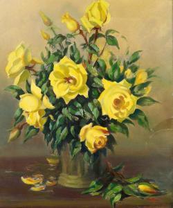 COX HERRICK Margaret 1865-1950,Yellow Roses,Clars Auction Gallery US 2017-07-16