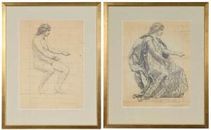 COX Kenyon 1856-1919,Two Studies for Prudence,1902-03,Brunk Auctions US 2019-05-18