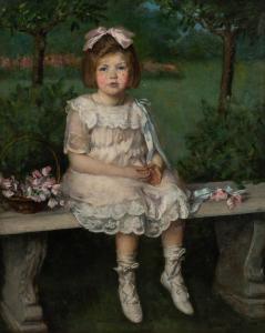 COX Louise Howland King 1865-1945,Girl in Pink Seated on a Bench,1919,Skinner US 2022-09-21