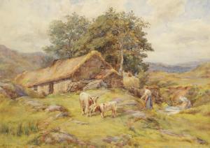 COX M.C,A rural cottage scene with cattle and two figures ,20th century,Duke & Son GB 2017-09-14