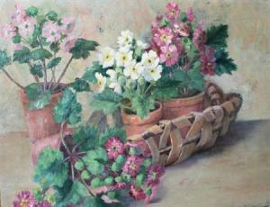 COY Anna L 1851-1930,Still Life with Flowers in a Basket,William Doyle US 2009-07-15