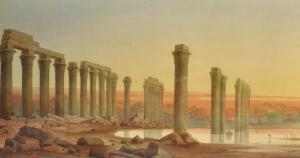 COZENS WAY William 1833-1905,Ruins in Egypt at Dusk,1878,John Nicholson GB 2019-06-26