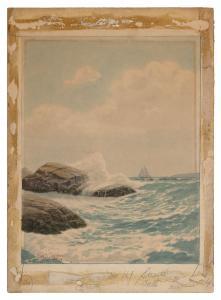 COZZENS Frederick Schiller 1846-1928,Rocky shoreline and a distant schooner,1914,Eldred's 2023-03-01