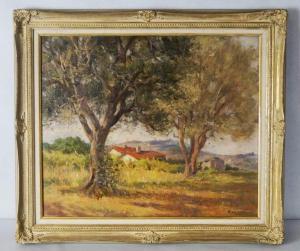 COZZOLINO Salvatore 1857-1927,Paesaggio con casali e due alberi,Anglicana Aste IT 2022-12-16