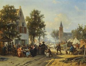 CRABEELS Florent Nicolas 1829-1896,A busy town scene,Rosebery's GB 2021-07-20