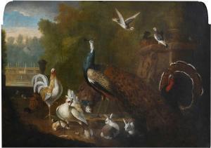 CRADOCK Marmaduke,A peacock, turkey, chickens, other birds and rabbi,Woolley & Wallis 2023-09-05
