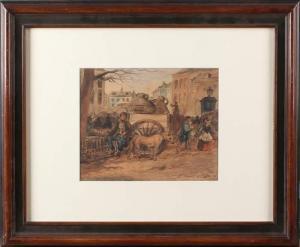 CRAEYVANGER Gysbertus 1810-1895,Marketplace with many figures,1886,Twents Veilinghuis NL 2016-01-09