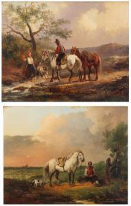 CRAEYVANGER Gysbertus 1810-1895,Rustende ruiter met paard en hond,Venduehuis NL 2015-11-11