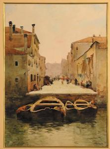 CRAFFONARA Aurelio 1875-1945,Calle e barcone a Venezia,Cambi IT 2023-07-27