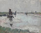 CRAHAY Albert 1881-1914,River view with yachts,Bernaerts BE 2017-06-20