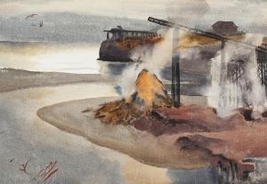 CRAIG Tom 1909-1969,Fire at the Refinery,John Moran Auctioneers US 2018-08-21