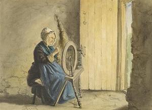 CRAIG William 1829-1875,WOMAN SPINNING IN A DOORWAY,Whyte's IE 2015-05-25
