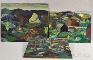 CRAM Leighton R 1895-1981,Three Landscapes,Skinner US 2015-11-18