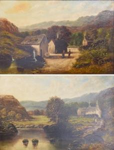 CRAMPTON William J 1855-1935,Village scene with mill and mountainous landscape,Tennant's 2024-04-05
