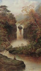 CRAMPTON William J 1855-1935,Waterfall with Fisherman,David Duggleby Limited GB 2016-09-09