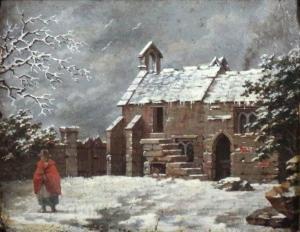 CRANCH OF BATH John 1751-1821,Figure by a church in a winter landscap,Bellmans Fine Art Auctioneers 2018-05-12