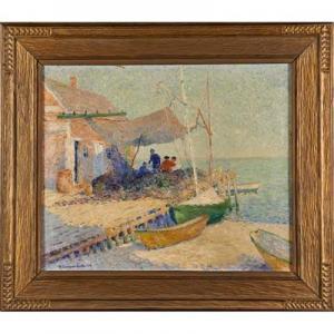 CRANFORD SMITH HAUGHTON,Mending the Nets, Provincetown,1916,Rago Arts and Auction Center 2019-04-13