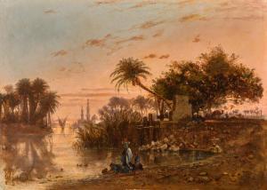 CRAPELET Louis Amable 1822-1867,On the banks of the Nile,1854,Sotheby's GB 2023-11-09