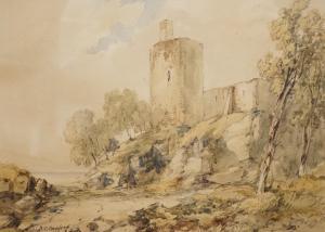 CRAWFORD Edmund Thornton 1806-1885,Castle and birch trees,Gorringes GB 2023-01-23