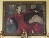 CRAWFORD W.H,Portrait of a woman in red dress, reclining on a s,Adams IE 2015-04-22