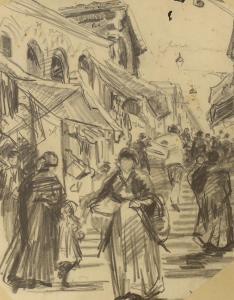 CRAWHALL Joseph II 1861-1913,Italian street scene with figures on steps,Gorringes GB 2023-07-03