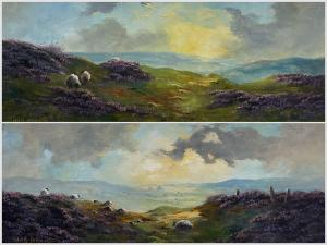 CREIGHTON Lewis 1918-1996,Sheep Grazing Amongst Heather Moorland,David Duggleby Limited 2024-02-08