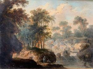 CREPIN Louis Philippe 1772-1851,Paysage animé à la cascade,EVE FR 2022-06-15