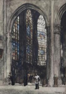 CRESPIN Louis Charles 1892-1953,Church interior,1928,Bernaerts BE 2017-06-21