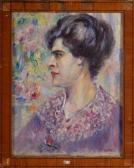 CRETEN Georges 1887-1966,Profil d’’une élégante aux fleurs,1919,VanDerKindere BE 2015-10-13