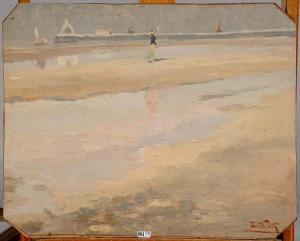 CRETEN Victor 1878-1966,Plage animée,VanDerKindere BE 2013-02-26