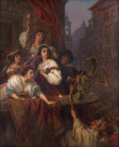 CRETIUS Constantin Johann,Abend während des Karnevals in Rom,1861,Galerie Bassenge 2023-11-30