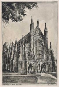 CRIBB Preston 1876-1937,WINCHESTER CATHEDRAL, WESTFRONT,Ross's Auctioneers and values IE 2017-10-11