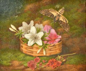 CRISP George,a still life study of flowers and a moth,19th Century,John Nicholson 2022-10-05