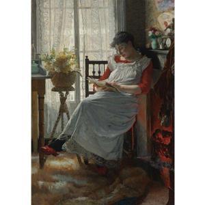 CRISTÓBAL ROJAS 1858-1890,LA LECTORA (WOMAN READING),1890,Sotheby's GB 2009-11-18