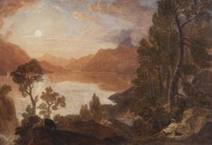 CRISTALL Joshua 1763-1847,moonlight Loch Lomond,Burstow and Hewett GB 2023-01-25