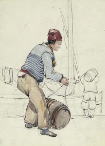 CRISTALL Joshua 1763-1847,Study of sailors loading barrels,Christie's GB 2011-05-18