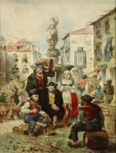 CRISTINO DA SILVA Joao 1829-1877,Village Street Scene with Figures,Clars Auction Gallery 2018-03-25