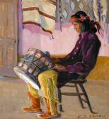 CRITCHER Catharine Carter 1879-1964,Indian Drummer,Santa Fe Art Auction US 2016-12-03