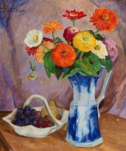 CRITCHER Catharine Carter 1879-1964,Still Life with Fruit and Flowers,Altermann Gallery 2019-05-31
