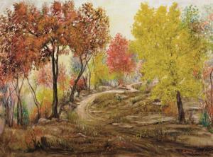 CROCKER Edna Earl 1877-1942,Autumn, Path Through the Woods,Heritage US 2009-01-24