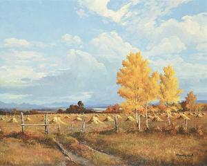 CROCKFORD Duncan MacKinnon 1920-1991,Harvest at Priddis, Alberta,Levis CA 2024-04-21