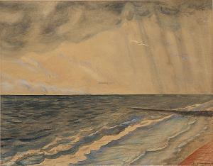 CROISSANT Eugen,Möwe über den Wellen an der Küste von Norderney,1929,Winterberg Arno 2023-10-21