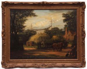 CROME Vivian 1858-1890,Farm scene - stacking hay,1885,Keys GB 2018-10-26